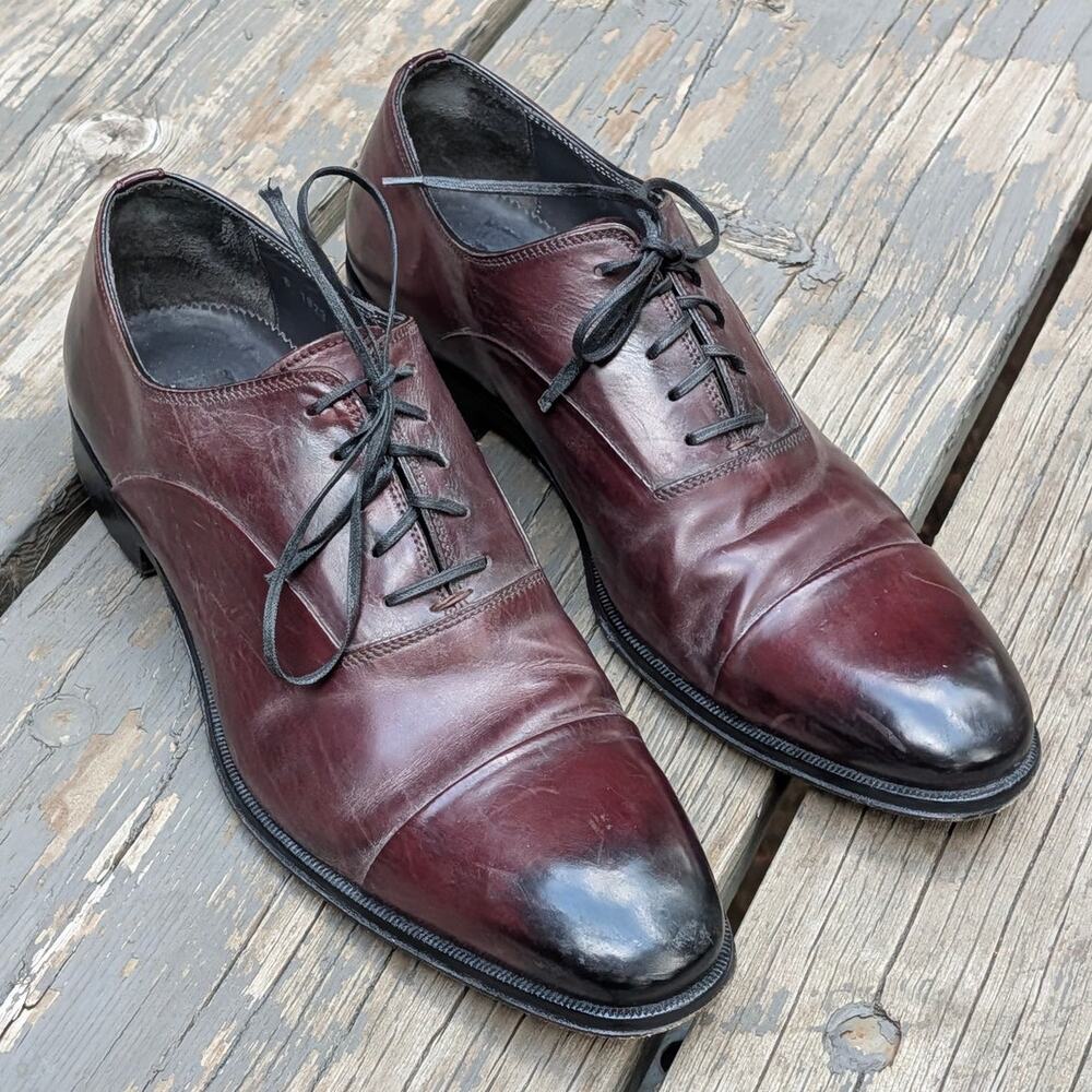 To Boot New York Adam Derrick Cap Toe Oxfords Burgundy Leather Men Size 10 Italy